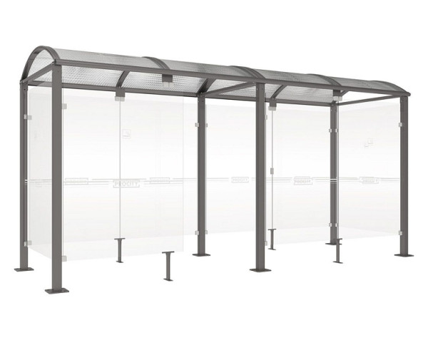 Procity Raucherunterstand Klassik "M" - Tiefe 1560 mm, Farbe Procity grau, Maße: Breite 5000 x Höhe 2547 x Tiefe 1666 mm, 529371.GPRO