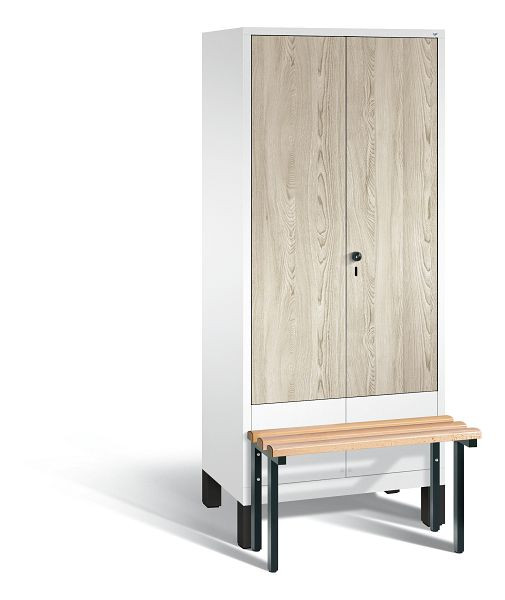 C+P Spind Evolo, 2 Abteile, H1850xB810xT815 mm, Weiß/HPL Esche, 48032-22 S10300