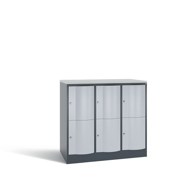 C+P XL-Schließfachschrank, 6 Fächer,H1077B1148T640mm, Anthrazit/Weißalu/DBSHellgrau, 8472-373 S10120