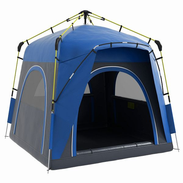 Outsunny Pop Up Kuppelzelt für 4 Personen leicht, stabil wasserdicht UV 50+ mit Haken Tür Fenster, Bodenplane, A20-054GY