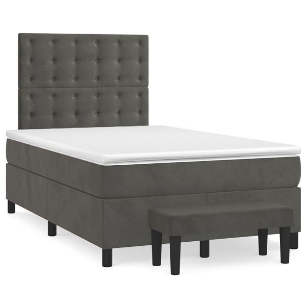 vidaXL Boxspringbett mit Matratze Dunkelgrau 120x190 cm Samt, 3270494