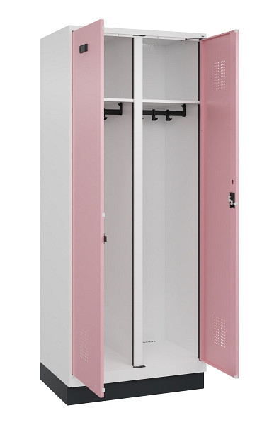 C+P Schwarz-Weiß-Spind Evolo PLUS, mit Sockel, 2 Abteile, 1950x800x500mm, 9016/3, Zylinderschloss, 049022-22 S10045