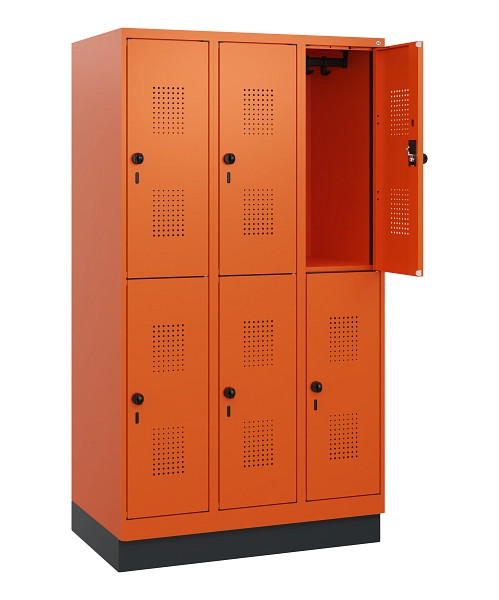 C+P Doppelstöckiger Spind Evolo PLUS, Sockel, 6 Fächer, 1630x900x500mm, 2004/200, Drehriegel, 0493205-30 S10030