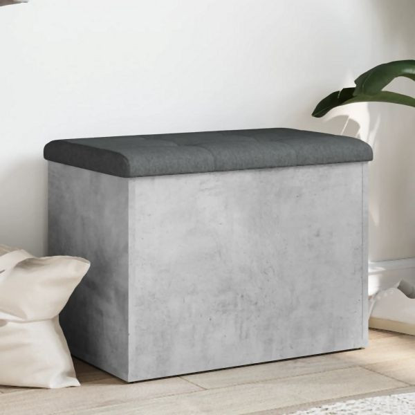 vidaXL Sitzbank mit Stauraum Betongrau 62x42x45 cm Holzwerkstoff, 835043