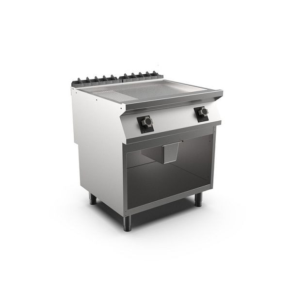 Mareno M1-700 elektrische Grillplatte mit 2/3 glatter und 1/3 gerippter Mattchromplatte, 80cm, 800(B)x750(T)x900(H)mm, FT78EMCSG, 171.255