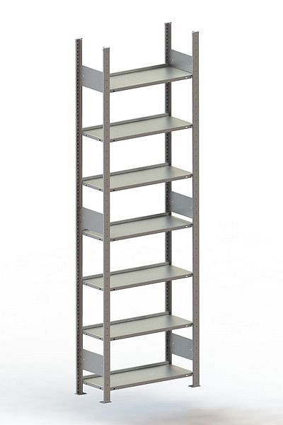 Meta Büro Steckregal Compact GR 2500x750x300 mm, RAL 7035, Bodenanzahl: 7, 200178020