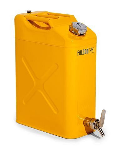 FALCON Sicherheitskanister aus Stahl, mit Abfüllhahn, 20 Liter Volumen, gelb, 242-251