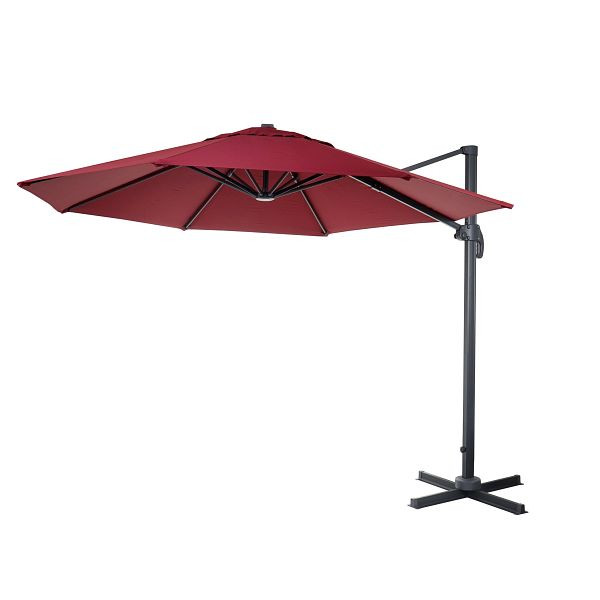Mendler Gastronomie-Ampelschirm HWC-A96, Sonnenschirm, rund Ø 4m Polyester Alu/Stahl 27kg, bordeaux ohne Ständer, drehbar, 138561+122472