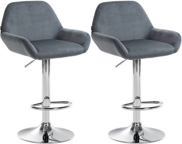 CLP Barhocker Braga Samt chrom, dunkelgrau, VE: 2 Stück, 323650