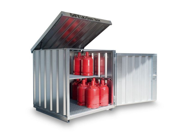 SÄBU SAFE Gasflaschenbox GB 2, verzinkt, montiert, mit Gitterrostboden, 1.420 x 1.490 x 1.470 mm, F1772