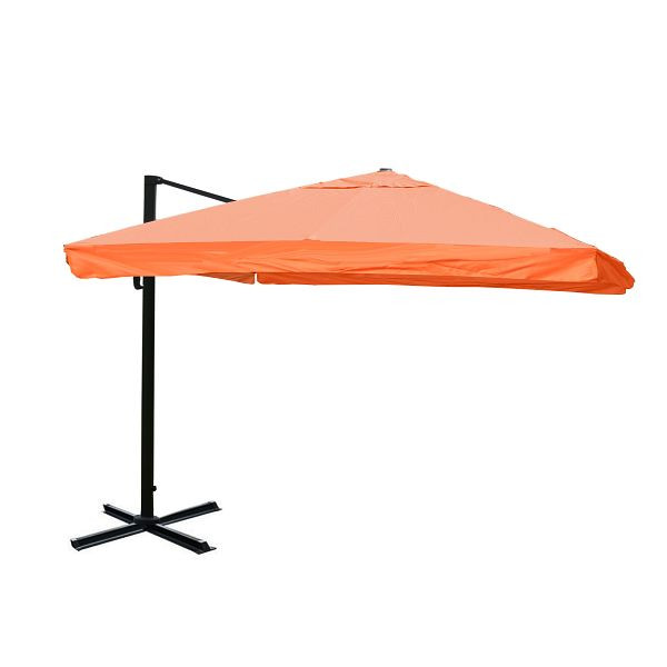 Mendler Ampelschirm HWC-A96, Gastronomie, 3x3m (Ø4,24m) Polyester Alu/Stahl 23kg, Flap, terracotta ohne Ständer, drehbar, 134186+122472