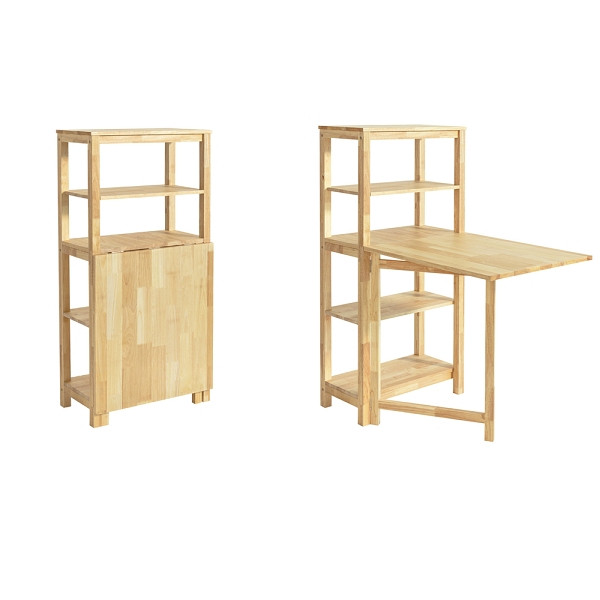 SoBuy Bartisch mit 4 Regalböden Holzfarbe 134x64x13.5cm, Funktional, FWT70-N