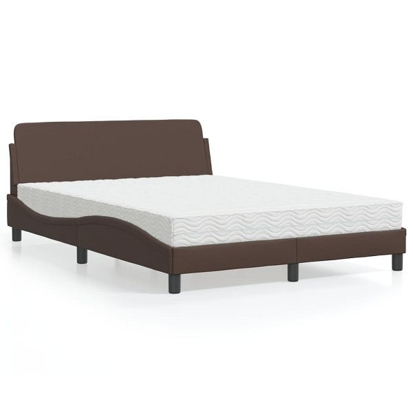 vidaXL Bett mit Matratze Braun 120x200 cm Kunstleder, 3208379