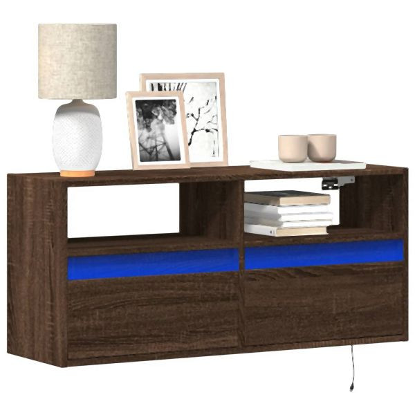 vidaXL TV-Wandschrank LED-Beleuchtung Braun Eichen-Optik 100x31x45 cm, 852340