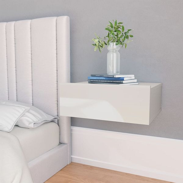 vidaXL Hängende Nachttische Hochglanz-Weiß 40x30x15 cm, VE: 2 Stück, 800319