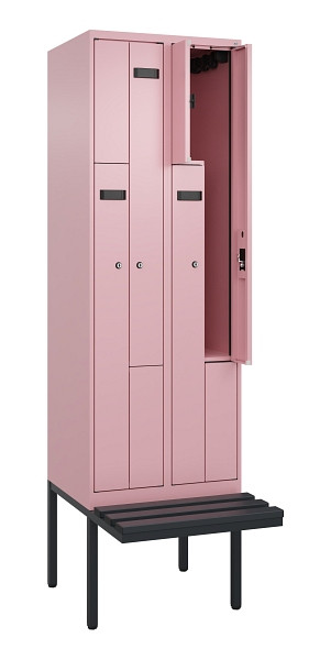 C+P Z-Spind Evolo PLUS, Bank, 4 Fächer, 2120x600x815mm, 3015/3015, Zylinderschloss, Material Sitzfläche Kunststoff, 0490437-204 S10105