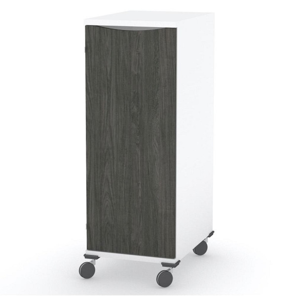 Deskin rollbarer Hochcontainer MODUL, Weiß/Eiche dunkel, 435 x 600 x 1205 mm, 331277