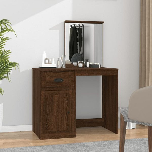 vidaXL Schminktisch mit Spiegel Braun Eichen-Optik 90x50x132,5 cm, 816767