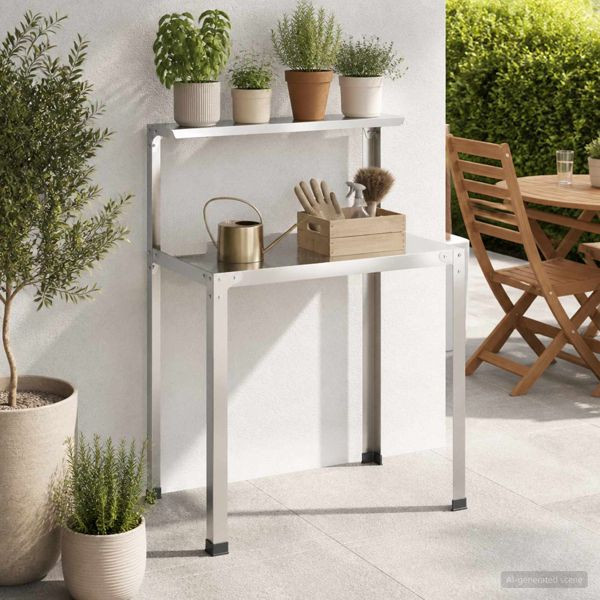 vidaXL Pflanztisch 80 x 50 x 104 cm Edelstahl Silber, 8014908