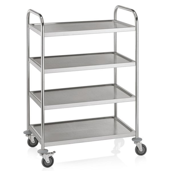 WAS Servierwagen mit vier Borden, 84,5 x 52,5 x 125, cm, Edelstahl, 1950104