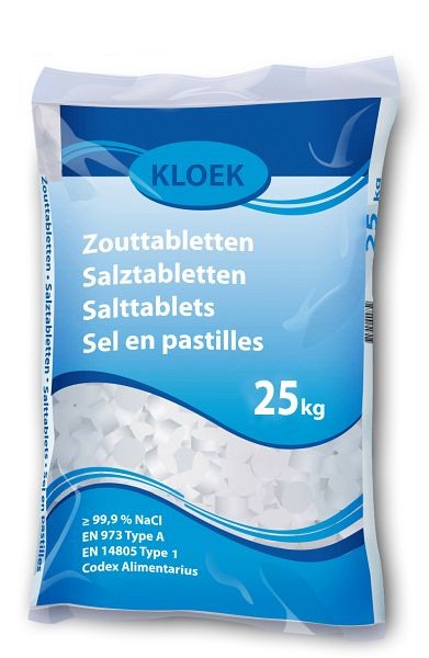 Kloek Palette Salztabletten Regeneriersalz für Wasserenthärtungsanlagen und Schwimmbäder - 1000 kg - (40 x 25kg) Salz Pastillen
