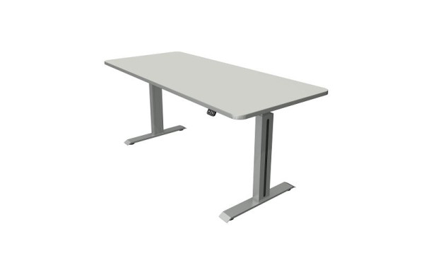Kerkmann Steh-/Sitztisch B 1800 x T 800 mm, silber, elektrisch höhenverstellbar von 740 - 1230 mm, lichtgrau/silber, 10176211