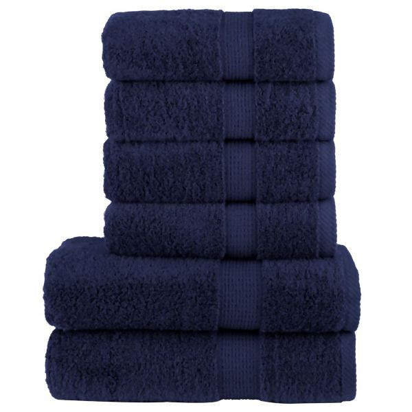 vidaXL 6 tlg. Premium-Handtuch-Set SOLUND Marineblau 600 g/m², 137558