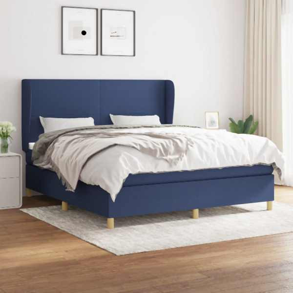 vidaXL Boxspringbett mit Matratze Blau 160x200 cm Stoff, 3128379