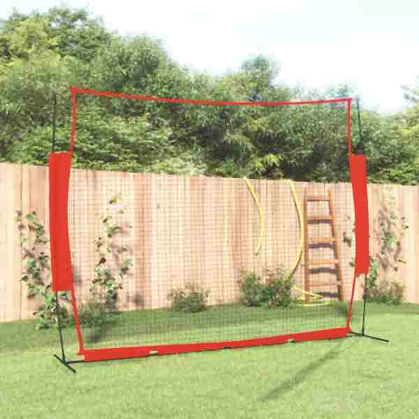 vidaXL Baseball-Netz Tragbar Rot Schwarz 369x107x271cm Stahl Polyester, 93739