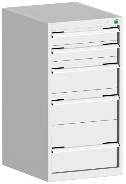 bott cubio Schubladenschrank bestückt mit 5 Schubladen BxTxH: 525 x 650 x 1000 mm, RAL 7035, 40018057.16V