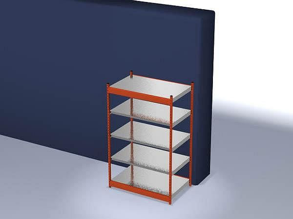hofe Fachboden-Grundregal, 2000x800x1300 mm, 5 Fachebenen, verzinkt / RAL 2004, 200 kg Fachlast, 1600 kg Feldlast, einseitige Bedienung, ROG208013ME