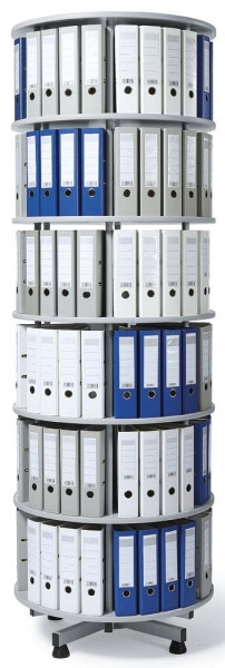 Deskin Ordnersäule mit 6 Etagen, hellgrau Holz, drehbar, H 2390 mm, Durchmesser 1000 mm, 269952