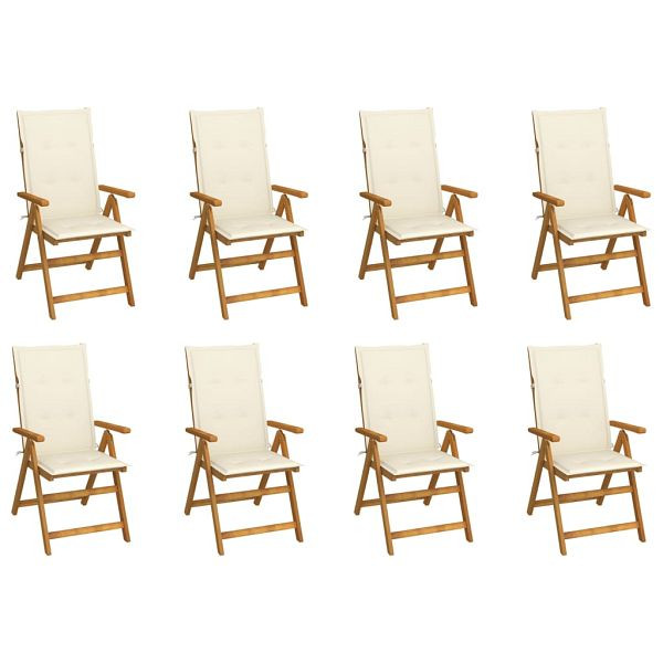vidaXL Klappbare Gartenstühle mit Kissen 8 Stück Massivholz Akazie, 3075056