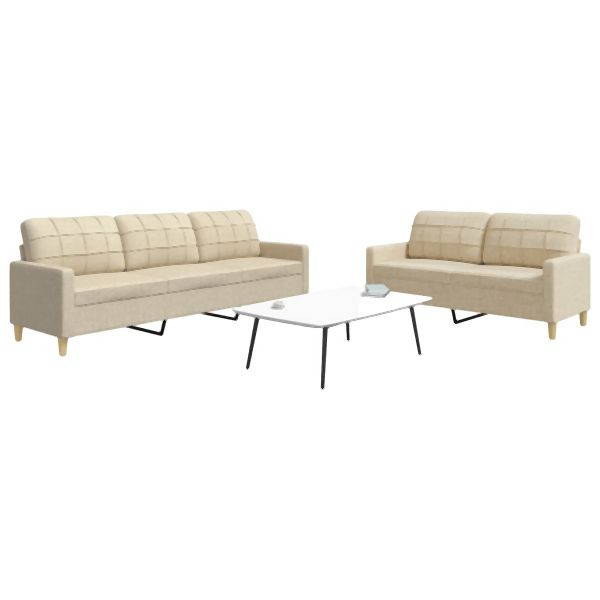 vidaXL 2-tlg. Sofagarnitur Creme Stoff, Entspannung, 3278321