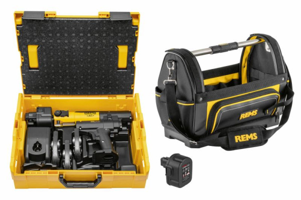 REMS Mini-Press 14V ACC Set M 15+22+28 L-Boxx mit Werkzeugtasche und Akku2,5Ah, 578X24 R220