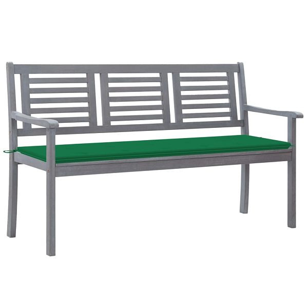 vidaXL 3-Sitzer-Gartenbank mit Auflage 150 cm Grau Eukalyptusholz, 3061055