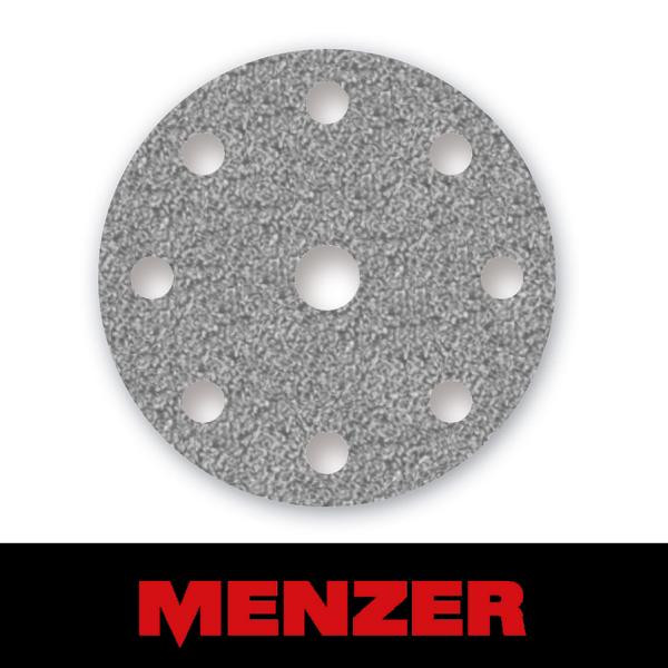 Menzer Klett-Schleifscheibe, Ø 150 mm, 9 Loch, Körnung 40, Halbedelkorund mit Stearat-Beschichtung, VE: 50, 231375040