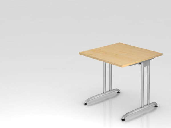 Hammerbacher Schreibtisch C-Fuß 80x80cm Ahorn, horizontale Kabelwanne, Arbeitshöhe 72 cm, VBS08/3/S