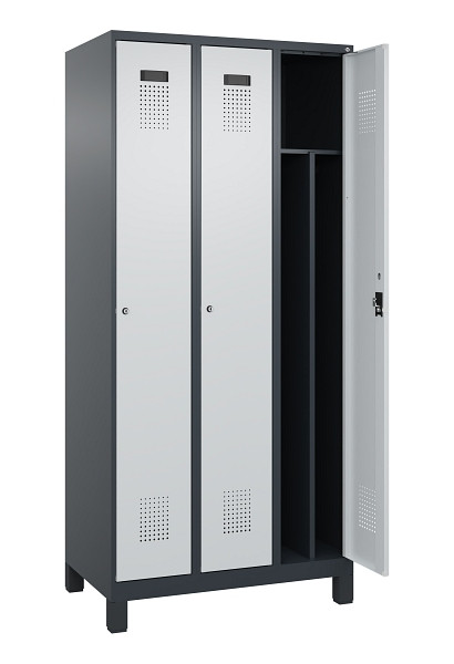 C+P Spind Evolo PLUS, mit Füßen, 3 Abteile, 1950x900x500mm, 7016/7035, Verschluss Zylinderschloss, 049010-30F S10044