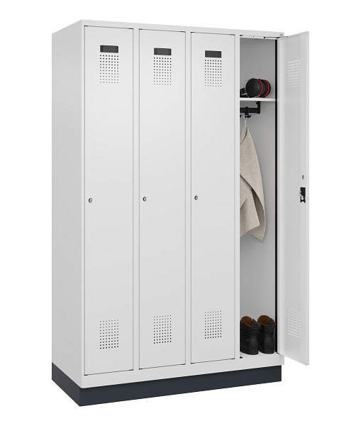 C+P Spind Evolo PLUS, mit Sockel, 4 Abteile, 1950x1200x500mm, 9016/9016, Verschluss Zylinderschloss, Ablageböden 4, 049020-40 S10047