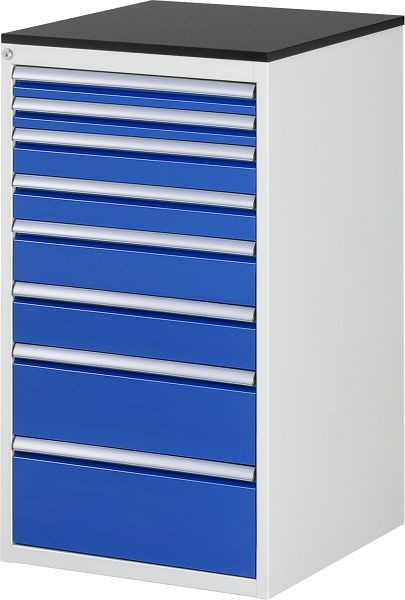 RAU Schubladenschrank Serie 7000, B580xT650xH1030mm, Schubladen: 2xH60, 2xH90, 2xH120, H180, H210mm, Arbeitsplatte melaminharzbeschichtet, 03-L7.11A-M.11