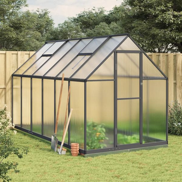 vidaXL Gewächshaus mit Fundamentrahmen Anthrazit 334x169x202 cm Alu, 3266331