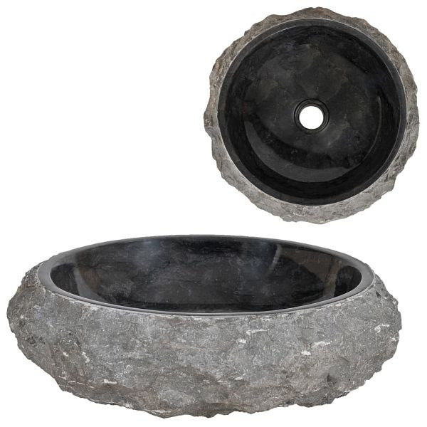 vidaXL Waschbecken 40x12 cm Marmor Schwarz, Material: Marmor, 142776