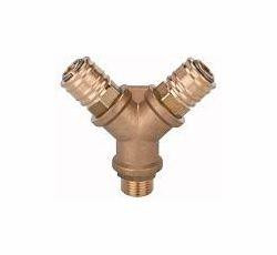 Riegler Verteiler mit 2 Schnellverschlusskupplungen NW 7,2, Messing, Außengewinde, 107256