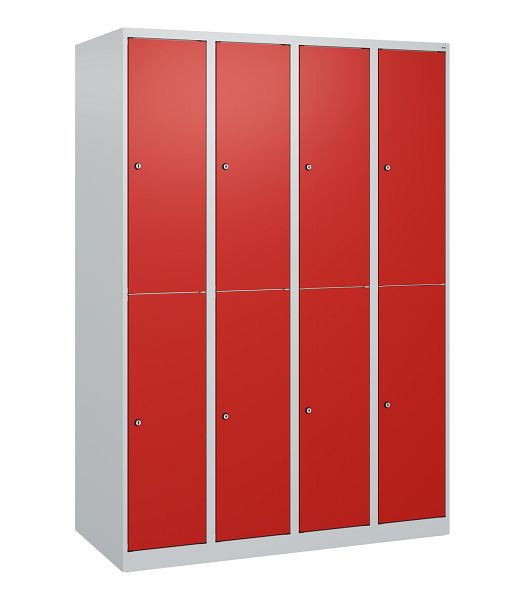 C+P Doppelstöckiger Spind Classic PLUS, 4 Abteile, 1700x1200x500mm, 7035/3020, Zylinderschlösser, 0803007-40 S10015