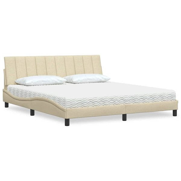 vidaXL Bett mit Matratze Creme 180x200 cm Stoff, 3310550