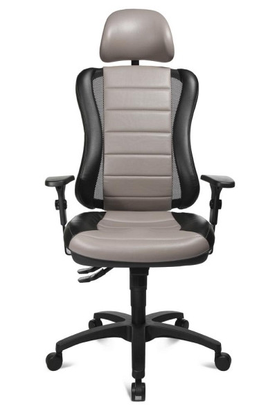 Deskin Managementsessel RACE ohne Armlehnen, Schwarz/Grau, 500 x 470 x 1000 mm, Gestell: Polyamid schwarz, inklusive Kopfstütze, 268468