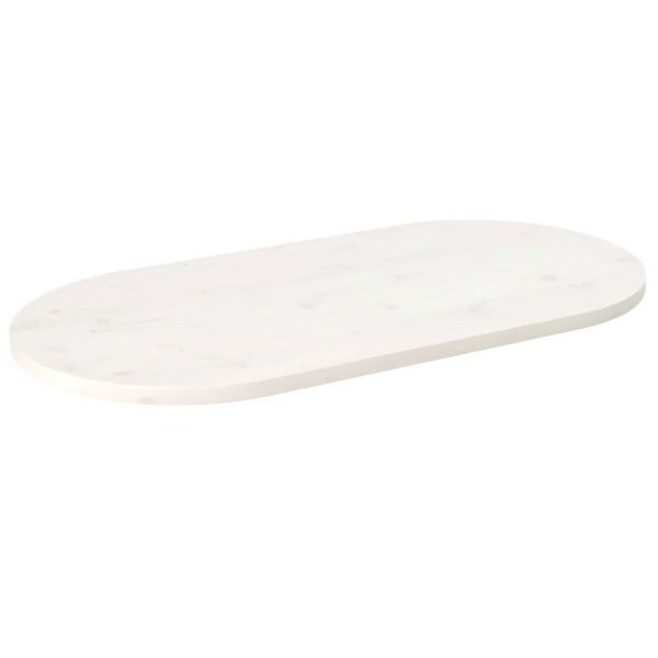vidaXL Tischplatte Weiß 110x55x2,5 cm Massivholz Kiefer Oval, 824366