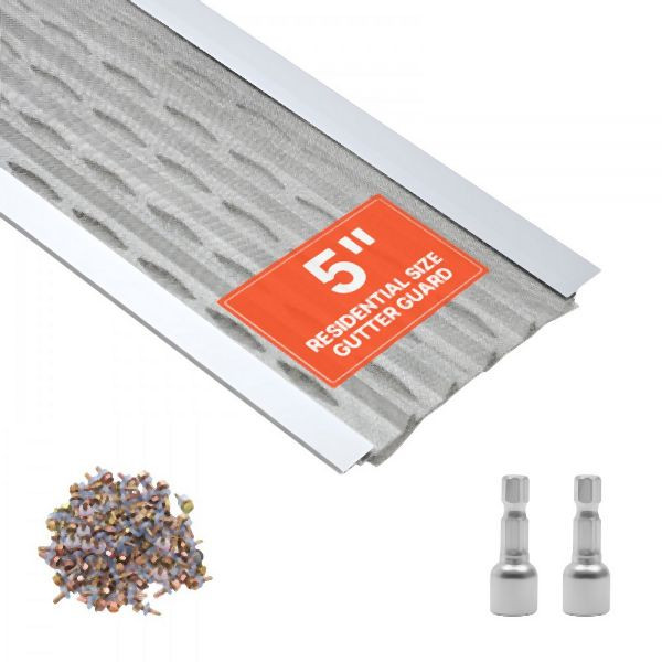 VEVOR Dachrinnenschutz 20 Stk., Alu-Laubfangstreifen 127 mm, Edelstahl-Mikromaschen, Zuschneidbar, 30,48 m, inkl. Schrauben, DWZTGGBLGBBXPASVA001V0
