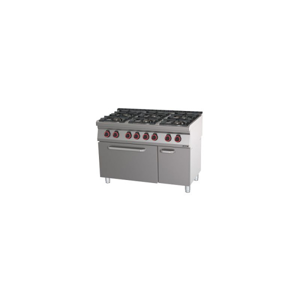 Casselin Gasherd mit 6 Kochstellen und statischem Elektrobackofen GN 2/1 120 - Linie 700, C7FOG6FFS120